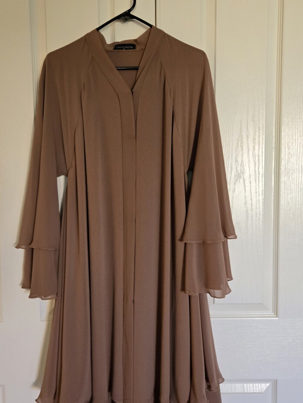 Three Tiered Open Cardigan Abaya With Belt Kaftan Women Maxi Dress - Picture 2 of 12